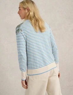 WHITE STUFF Pure Cotton Embroidered Striped Cardigan -Cyberjammies Store pure cotton embroidered striped cardigan 11