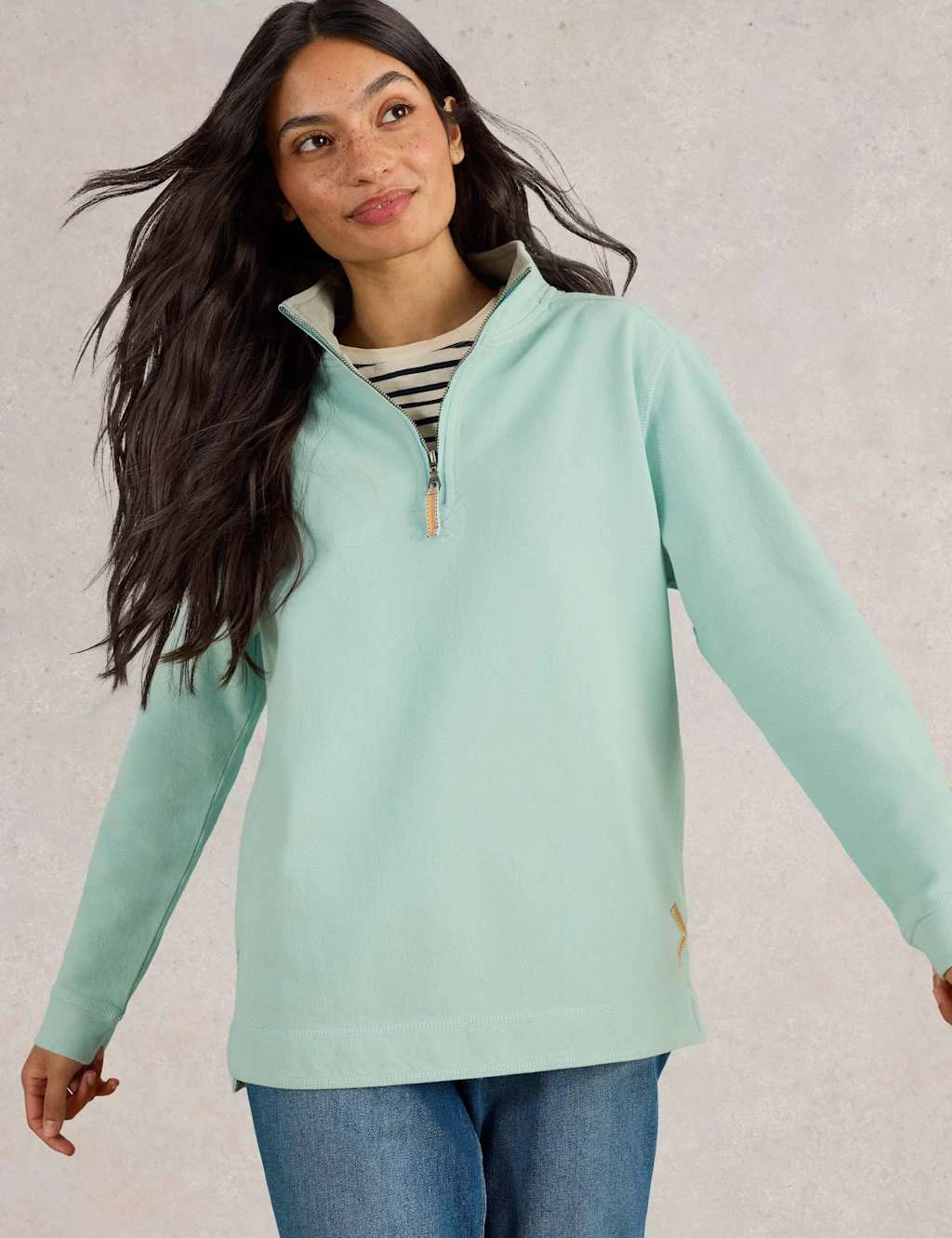 WHITE STUFF Pure Cotton Funnel Neck Half Zip Sweatshirt 9 WHITE STUFF Pure Cotton Funnel Neck Half Zip Sweatshirt - Image 9