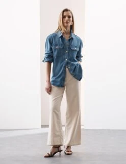 Pure Cotton High Waisted Wide Leg Jean -Cyberjammies Store pure cotton high waisted wide leg jean 11