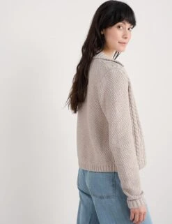 Pure Cotton Knitted Collared Button Front Cardigan -Cyberjammies Store pure cotton knitted collared button front cardigan 5