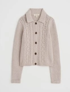 Pure Cotton Knitted Collared Button Front Cardigan -Cyberjammies Store pure cotton knitted collared button front cardigan 7