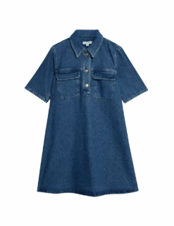 Pure Cotton Mini Shirt Dress -Cyberjammies Store pure cotton mini shirt dress