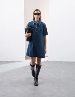 Pure Cotton Mini Shirt Dress -Cyberjammies Store pure cotton mini shirt dress 5