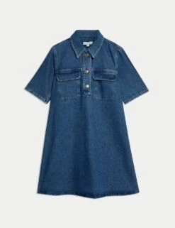 Pure Cotton Mini Shirt Dress -Cyberjammies Store pure cotton mini shirt dress 6