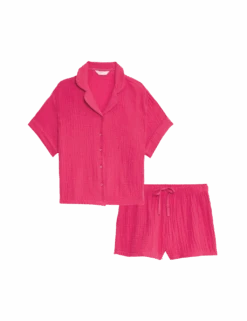 Pure Cotton Muslin Revere Shortie Set -Cyberjammies Store pure cotton muslin revere shortie set 1