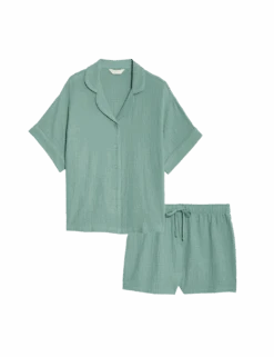 Pure Cotton Muslin Revere Shortie Set -Cyberjammies Store pure cotton muslin revere shortie set