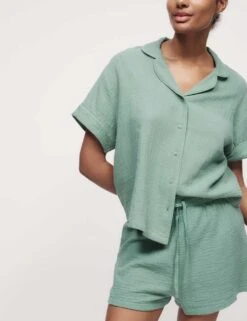 Pure Cotton Muslin Revere Shortie Set -Cyberjammies Store pure cotton muslin revere shortie set 7