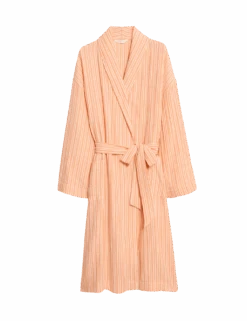 Pure Cotton Muslin Striped Dressing Gown -Cyberjammies Store pure cotton muslin striped dressing gown