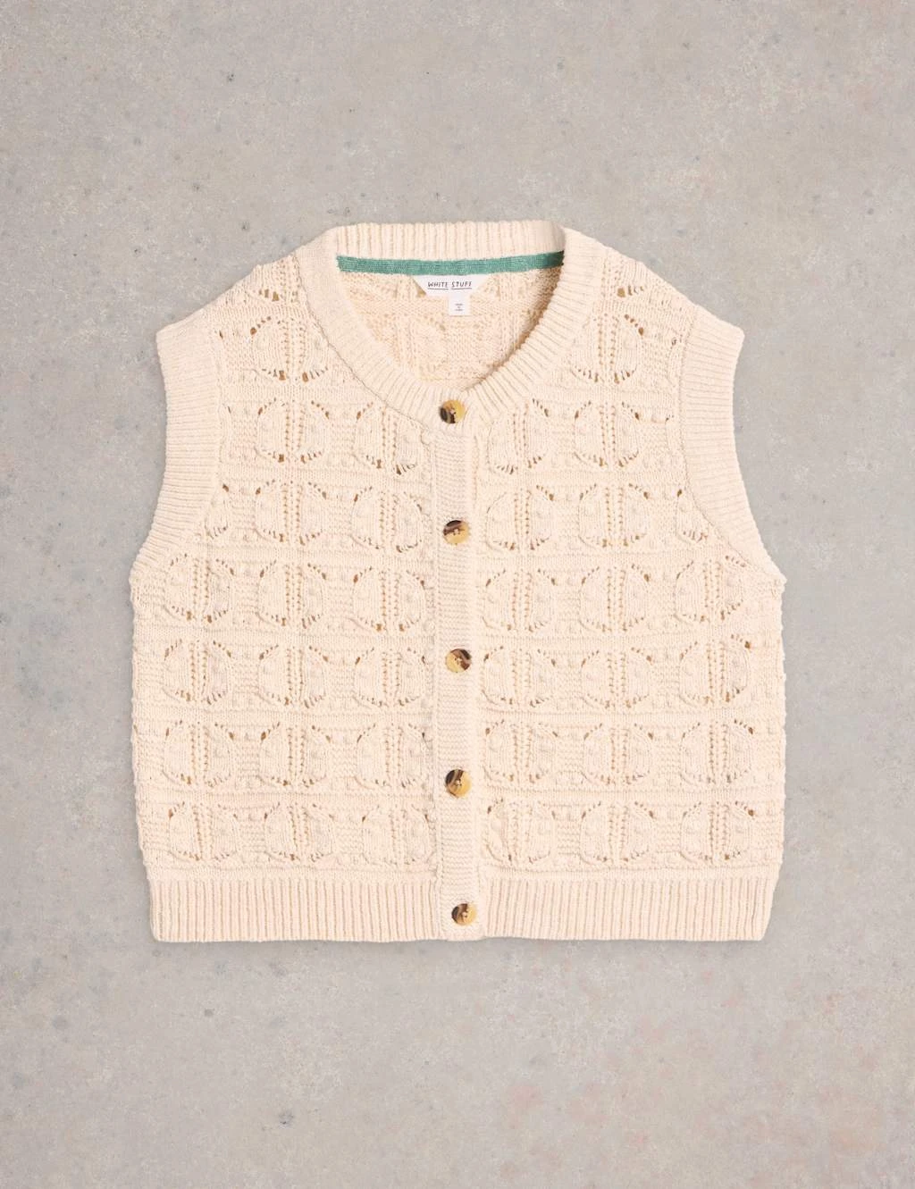 WHITE STUFF Pure Cotton Openstitch Button Through Tank Top 8 WHITE STUFF Pure Cotton Openstitch Button Through Tank Top - Image 8