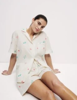 Pure Cotton Revere Embroidered Shortie Set -Cyberjammies Store pure cotton revere embroidered shortie set 6