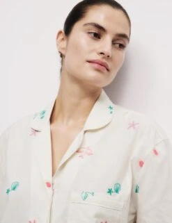 Pure Cotton Revere Embroidered Shortie Set -Cyberjammies Store pure cotton revere embroidered shortie set 7