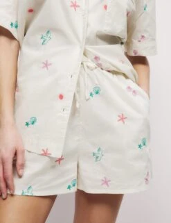 Pure Cotton Revere Embroidered Shortie Set -Cyberjammies Store pure cotton revere embroidered shortie set 8