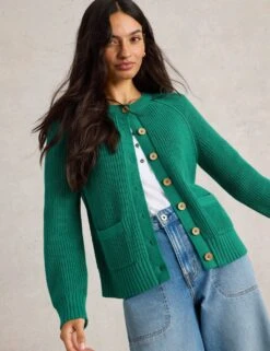 WHITE STUFF Pure Cotton Ribbed Crew Neck Cardigan -Cyberjammies Store pure cotton ribbed crew neck cardigan 6