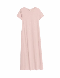 Pure Cotton Round Neck Midi T-Shirt Dress -Cyberjammies Store pure cotton round neck midi t shirt dress 1