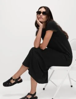 Pure Cotton Round Neck Midi T-Shirt Dress -Cyberjammies Store pure cotton round neck midi t shirt dress 10