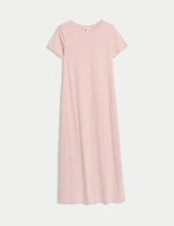 Pure Cotton Round Neck Midi T-Shirt Dress -Cyberjammies Store pure cotton round neck midi t shirt dress 12