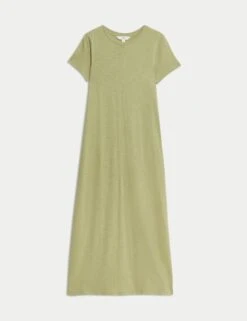 Pure Cotton Round Neck Midi T-Shirt Dress -Cyberjammies Store pure cotton round neck midi t shirt dress 17