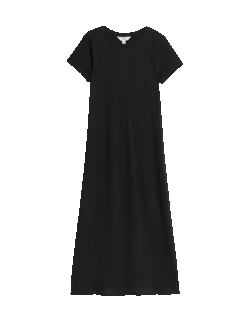 Pure Cotton Round Neck Midi T-Shirt Dress -Cyberjammies Store pure cotton round neck midi t shirt dress