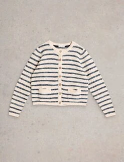 WHITE STUFF Pure Cotton Striped Crew Neck Cardigan -Cyberjammies Store pure cotton striped crew neck cardigan 7