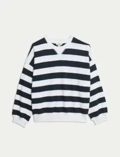Pure Cotton Striped Crew Neck Sweatshirt -Cyberjammies Store pure cotton striped crew neck sweatshirt 8