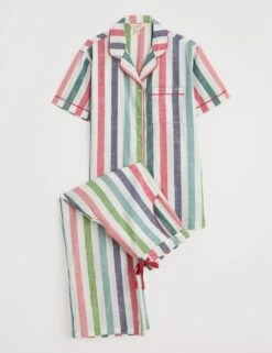 Pure Cotton Striped Cropped Pyjama Set -Cyberjammies Store pure cotton striped cropped pyjama set 4