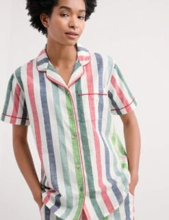 Pure Cotton Striped Cropped Pyjama Set -Cyberjammies Store pure cotton striped cropped pyjama set 6