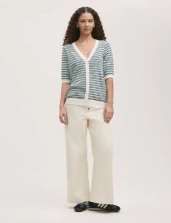 Pure Cotton Striped Short Sleeve Cardigan -Cyberjammies Store pure cotton striped short sleeve cardigan 11