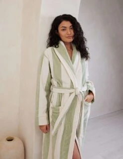 Pure Cotton Striped Towelling Dressing Gowns -Cyberjammies Store pure cotton striped towelling robe 1