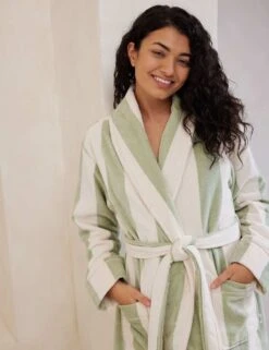 Pure Cotton Striped Towelling Dressing Gowns -Cyberjammies Store pure cotton striped towelling robe 2