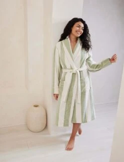 Pure Cotton Striped Towelling Dressing Gowns -Cyberjammies Store pure cotton striped towelling robe