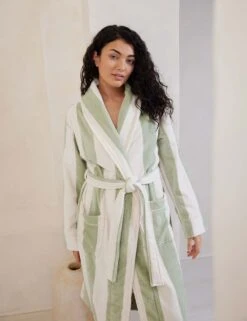 Pure Cotton Striped Towelling Dressing Gowns -Cyberjammies Store pure cotton striped towelling robe 3
