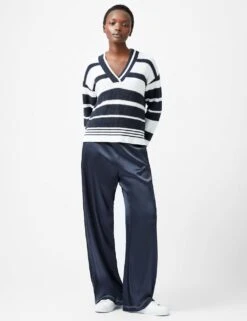 French Connection Pure Cotton Striped V-Neck Jumper -Cyberjammies Store pure cotton striped v neck jumper 4