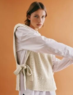 Pure Cotton Textured Crew Neck Knitted Tabard -Cyberjammies Store pure cotton textured crew neck knitted tabard 6