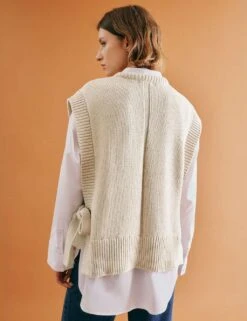 Pure Cotton Textured Crew Neck Knitted Tabard -Cyberjammies Store pure cotton textured crew neck knitted tabard 8