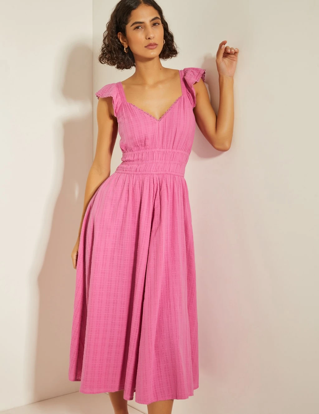 MONSOON Pure Cotton Textured Sweetheart Neckline Midi Beach Dress 9 MONSOON Pure Cotton Textured Sweetheart Neckline Midi Beach Dress - Image 9