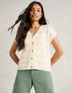 WHITE STUFF Pure Cotton Textured V-Neck Knitted Waistcoat 30 WHITE STUFF Pure Cotton Textured V-Neck Knitted Waistcoat -Cyberjammies Store pure cotton textured v neck knitted waistcoat 12