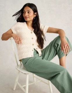 WHITE STUFF Pure Cotton Textured V-Neck Knitted Waistcoat 33 WHITE STUFF Pure Cotton Textured V-Neck Knitted Waistcoat -Cyberjammies Store pure cotton textured v neck knitted waistcoat 15