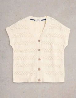 WHITE STUFF Pure Cotton Textured V-Neck Knitted Waistcoat 35 WHITE STUFF Pure Cotton Textured V-Neck Knitted Waistcoat -Cyberjammies Store pure cotton textured v neck knitted waistcoat 17
