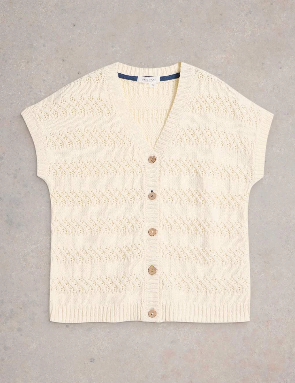WHITE STUFF Pure Cotton Textured V-Neck Knitted Waistcoat 18 WHITE STUFF Pure Cotton Textured V-Neck Knitted Waistcoat - Image 18