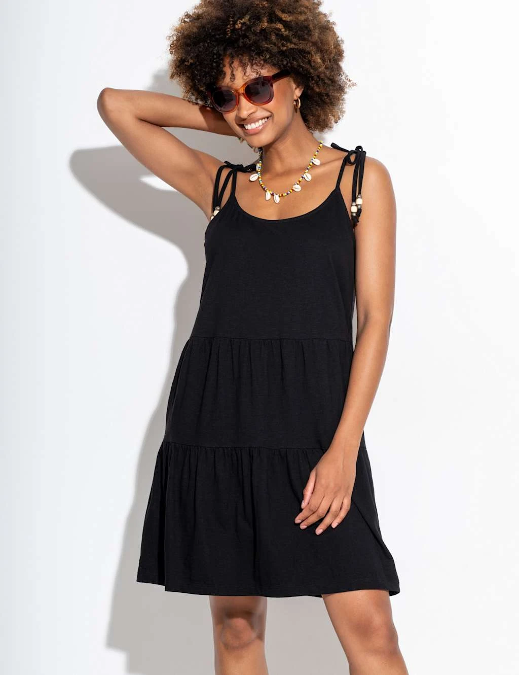 Pour Moi Pure Cotton Tie Detail Mini Tiered Beach Dress 14 Pour Moi Pure Cotton Tie Detail Mini Tiered Beach Dress - Image 14