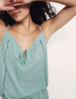 Pure Cotton Tie Front Cami Pyjama Top -Cyberjammies Store pure cotton tie front cami pyjama top 5