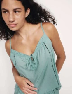 Pure Cotton Tie Front Cami Pyjama Top -Cyberjammies Store pure cotton tie front cami pyjama top 7