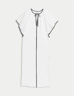 Pure Cotton V-Neck Kaftan Beach Dress 13 Pure Cotton V-Neck Kaftan Beach Dress -Cyberjammies Store pure cotton v neck midaxi kaftan dress