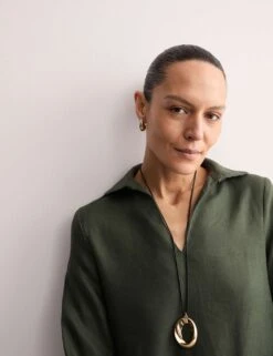 Jaeger Pure Linen Collared Short Shift Dress -Cyberjammies Store pure linen collared knee length shift dress 4