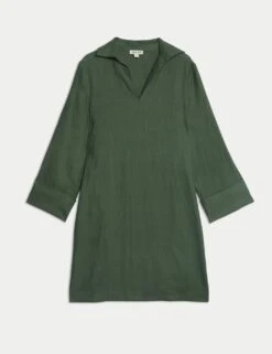 Jaeger Pure Linen Collared Short Shift Dress -Cyberjammies Store pure linen collared knee length shift dress 6