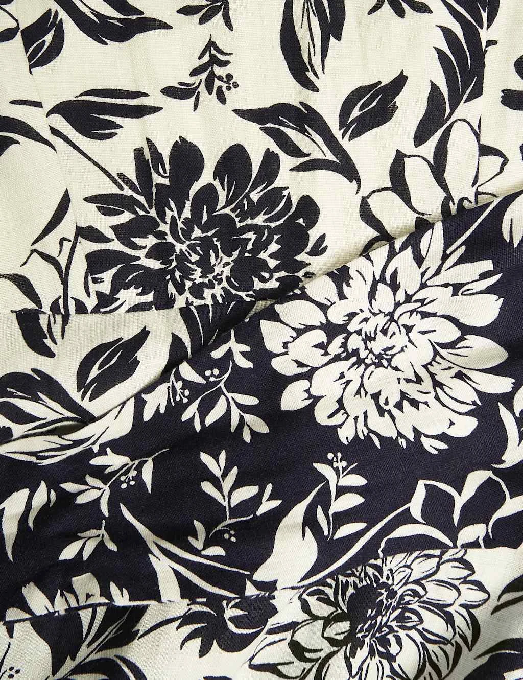 Pure Linen Floral V-Neck Midi Skater Dress 11 Pure Linen Floral V-Neck Midi Skater Dress - Image 11