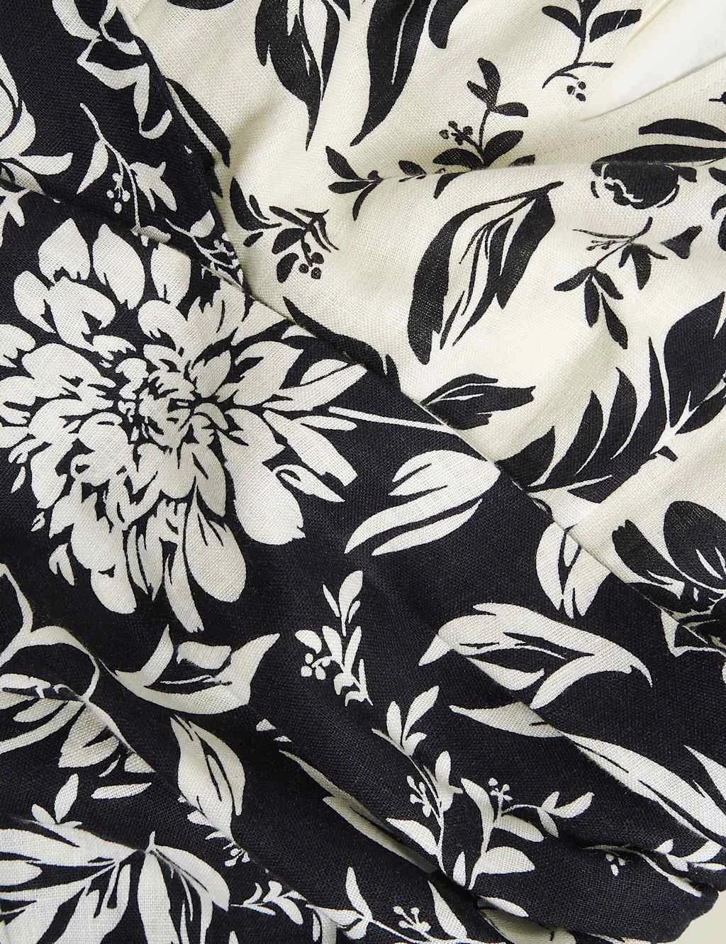 Pure Linen Floral V-Neck Midi Skater Dress 12 Pure Linen Floral V-Neck Midi Skater Dress - Image 12