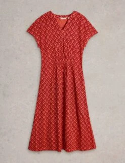 WHITE STUFF Pure Linen Jersey Printed V-Neck Midi Dress -Cyberjammies Store pure linen jersey printed v neck midi dress 11