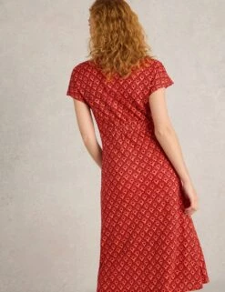 WHITE STUFF Pure Linen Jersey Printed V-Neck Midi Dress -Cyberjammies Store pure linen jersey printed v neck midi dress 9