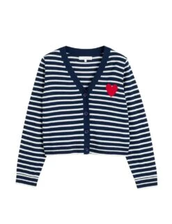 CHINTI & PARKER Pure Merino Wool Striped V-Neck Cardigan -Cyberjammies Store pure merino wool striped v neck cardigan 4